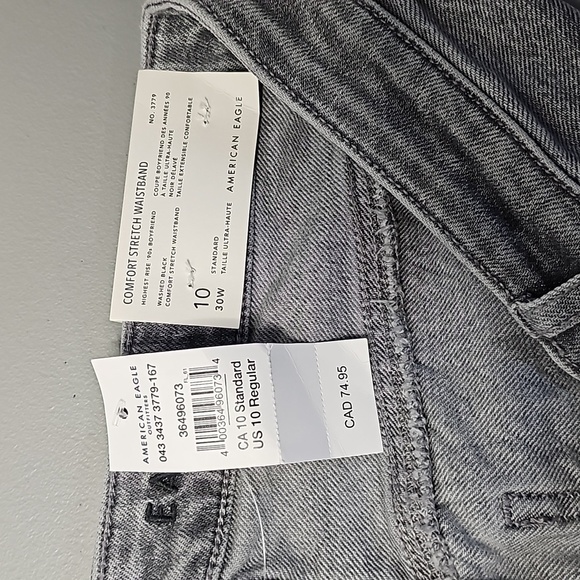 American Eagle gray size 10 comfort stretch highest rise boyfriend jeans - Picture 5 of 7